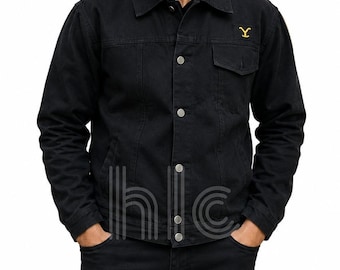 Men’s Black Cotton Jacket Vintage Style – Casual Button Up Jacket – Lightweight Streetwear Coat – Everyday Outerwear Gift for Him