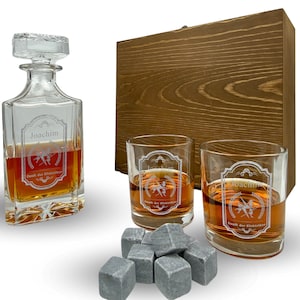Whisky Set mit Gravur Elektriker personalisiert Karaffe 700 ml und Gläser Zunft Zünfte Elektroniker Mechatroniker Handwerk