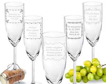 2er Set Sektgläser mit Gravur Wunschtext personalisiert für Hochzeit Geburtstag Jubiläum Eröffnung Firmenevent Einweihung Feier Geschenk