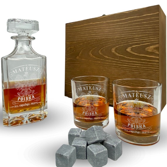 Whisky Set Mit Gravur – Mittelalter-Karaffe 700 Ml & Gläser In Holzbox, Personalisierbar