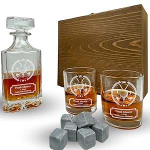 Whisky Set with engraving Golf personalized name desired text carafe 700 ml and glasses various motifs golf ball golf player golf sport gift