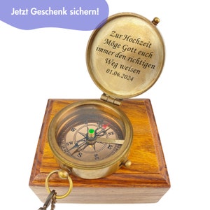 Personalisierter Kompass Vintage Optik mit Kirchenmotiv und Wunschgravur Name Text Geschenk zur Taufe Kommunion Firmung Konfirmation Gravur Bild 5