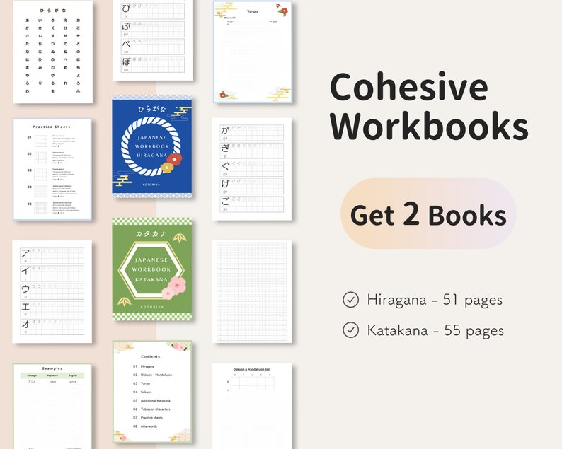 Japanese Hiragana & Katakana Practice Workbook Bundle - Etsy