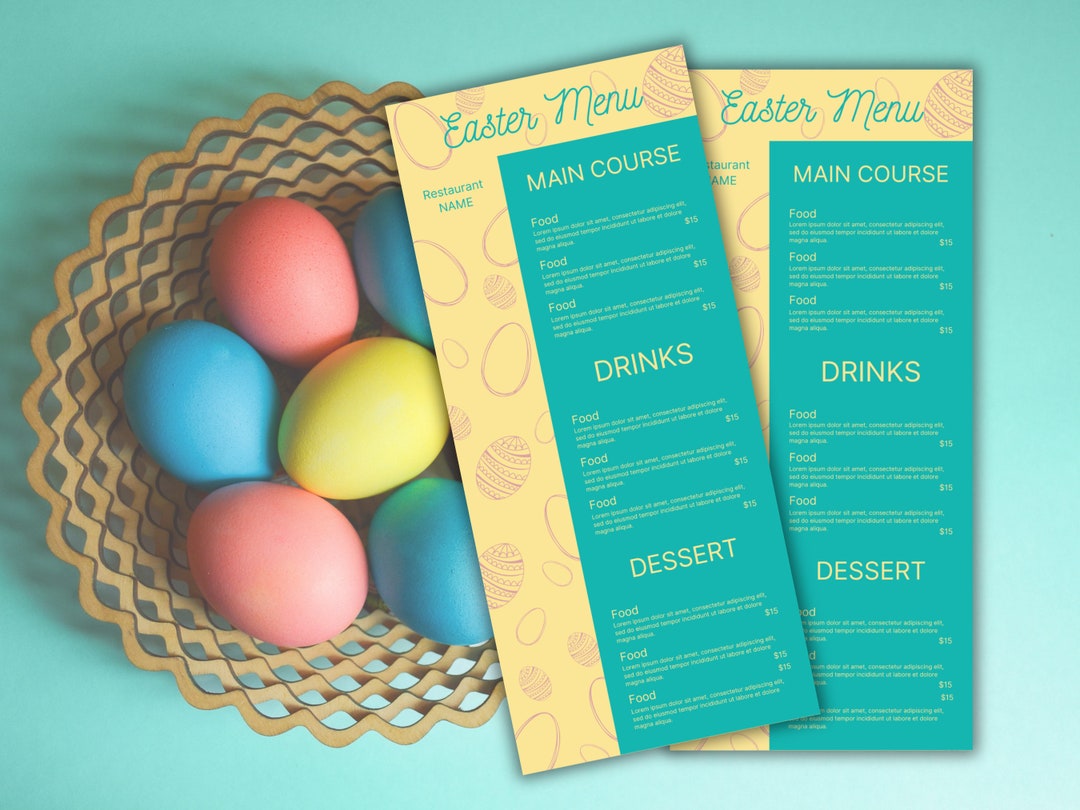 Printable Easter Menu Template, Easter Brunch Menu, Easter Lunch Menu Printable Easter Menu Template, Easter Brunch Menu, Easter Lunch Menu