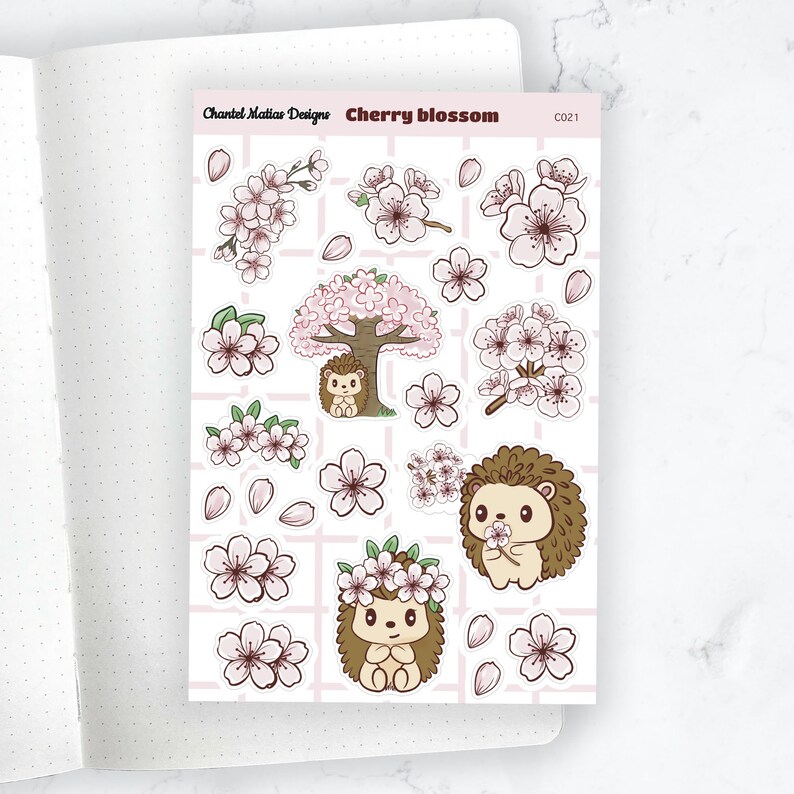 Cherry Blossom Sticker Sheet, Pink Sakura Flower for Bullet Journal ...