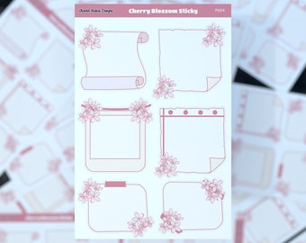 Sticky Note Sticker | Cherry Blossom Sticker | Flower Sticker Sheet | Bullet Journal Sticker | Planner Sticker | To Do List, Daily Journal