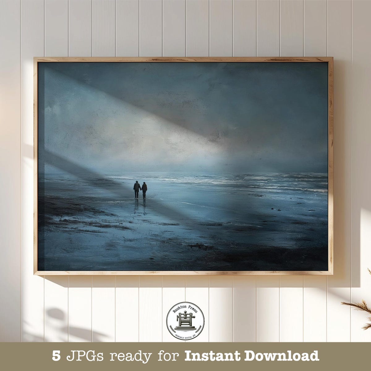 Saltburn Shoreline Art Print: Romantic Beach Couple, Misty Seaside (digital Download) - Etsy