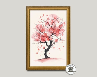 Japandi Cherry Blossom Art Print: Wabi Sabi Sakura Tree (Digital Download)