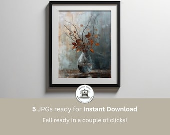 Vintage Autumn Still Life Painting: Moody Fall Decor (Digital Download)