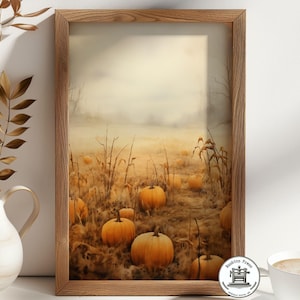 Pumpkin Patch Print | Peanuts Halloween Farm Decoration | Misty Fall Aesthetic | The Great Pumpkin | Thanksgiving | Pumpkin Patch Clipart