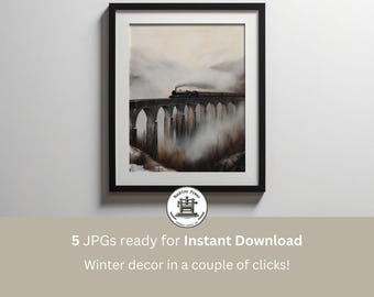 Vintage Scotland Art Print: Glenfinnan Viaduct Steam Train (Digital Download)