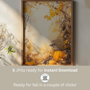 Pumpkin Patch Hedgehog Print | Peanuts Halloween Farm Decoration | Misty Fall Aesthetic | The Great Pumpkin | Thanksgiving |