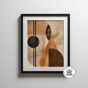 Impresión de pintura abstracta en tonos tierra / Arte mural bohemio / Impresión naranja quemado / Decoración del hogar en terracota / Arte mural imprimible / Descarga digital