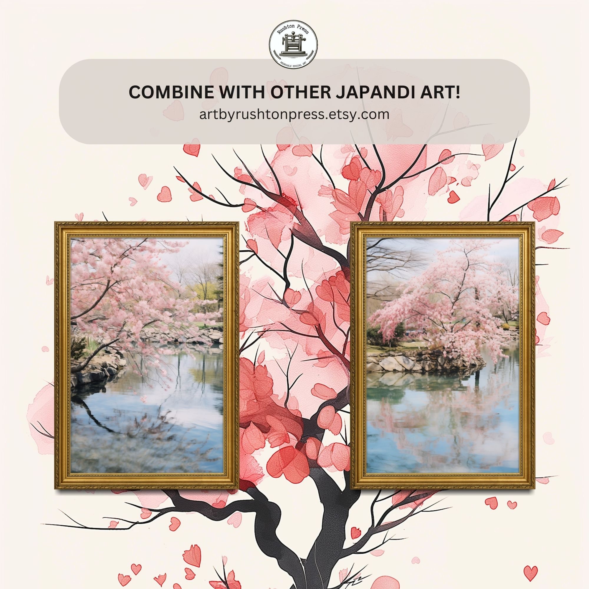 Japanese Cherry Blossom Artwork Japandi Art Print Wabi Sabi Sakura Tree ...