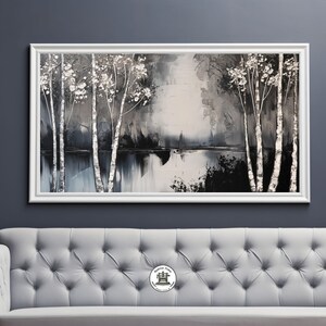 Birkenwald | Druckbare abstrakte Kunst | Birkenbaum Wand Kunst | Wohnzimmer Dekor | Digital Download Kunstwerk