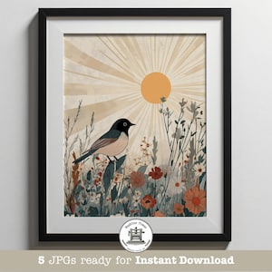 Mid century modern bird print, bird wall art, mid century wall art, mid century print, mid century modern print, mid century art download