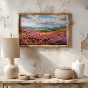 Ribble Valley Oil Painting | Heather Landscape Art Print | Lancashire | Northern Printable Digital Download
