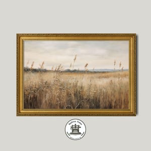 Printable Wildflower Field Landscape Oil Painting, Vintage Landscape Art Print, Country Field Wall Art Digital Download