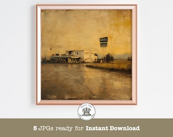 Desert Motel Print: Vintage Americana Wall Art (Digital Download, 5 JPGs)