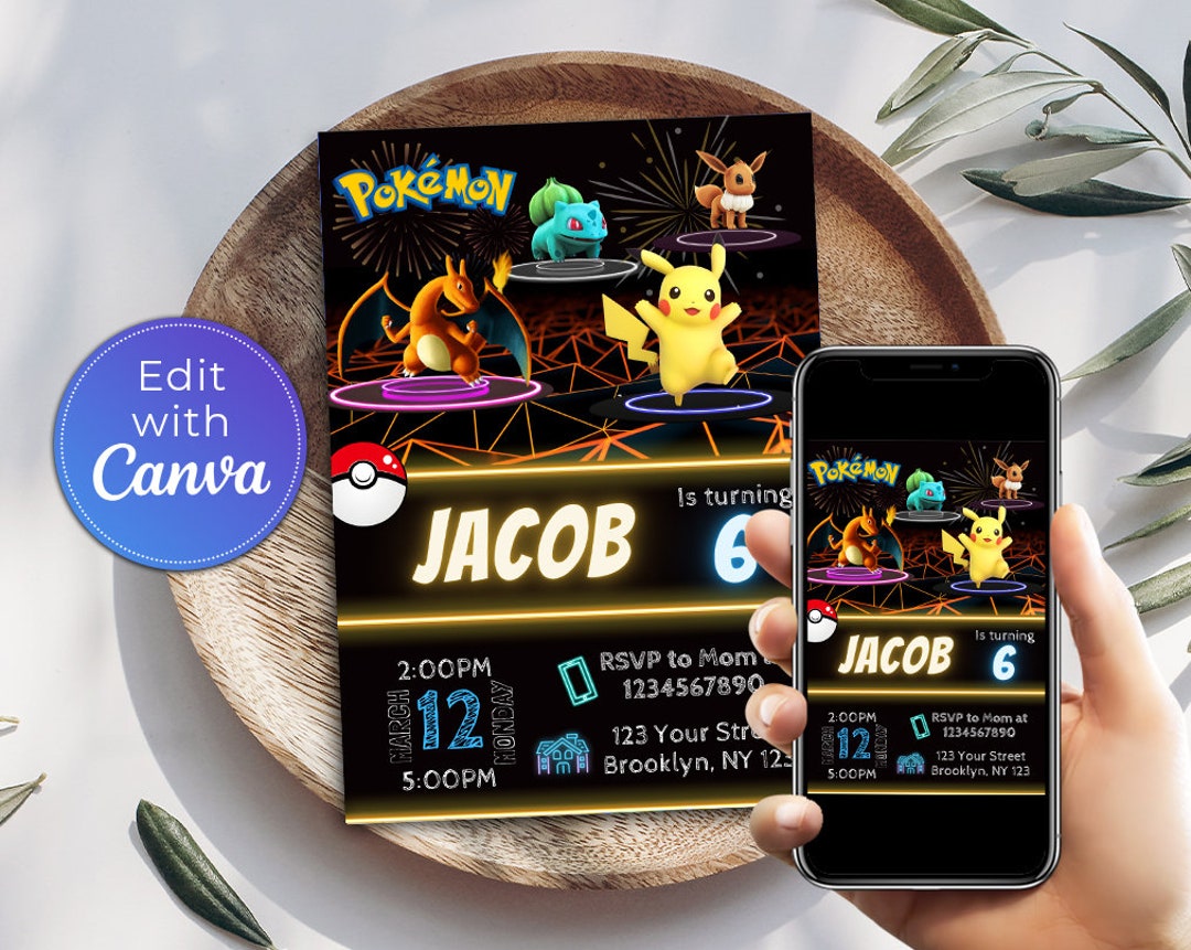 Pokemone Birthday Invitation Pikachu Invite Printable Birthday Party ...