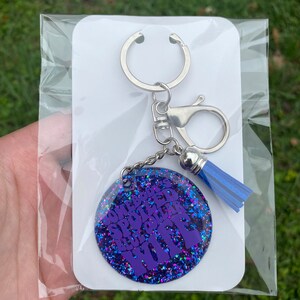 Somebodys spoiled blue collar wife Keychain Blue Tassel