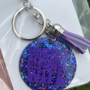 Somebodys spoiled blue collar wife Keychain Purple Tassel