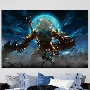 Nursery decor Legend of Zelda print on canvas Kids room decor Game room decor Gaming wall art Zelda fight scene Large wall art Free shipping