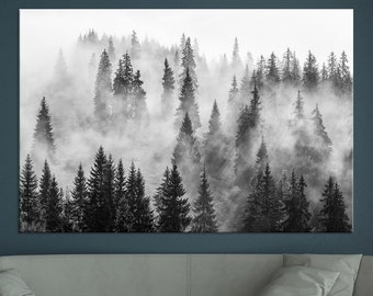 Foggy Forest Canvas Print: Black and White Nature Photography