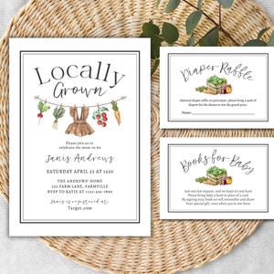 Farmer&#39;s Market Babypartyeinladungspaket: Bearbeitbare Vorlagen (Digitaler Download)