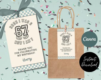 Six Seven Meme Birthday Thank You Tag: Funny 7th Birthday Favor (Digital Download)