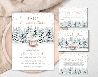 Winter Baby Shower Invitation Bundle: Gender Neutral, Editable Templates (Digital Download)