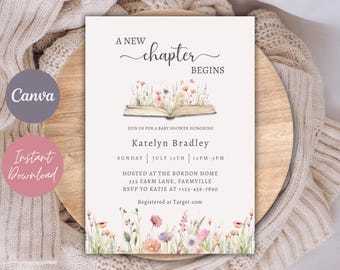 Wildflower Storybook Baby Shower Invitation: Editable Canva Template (Digital Download)