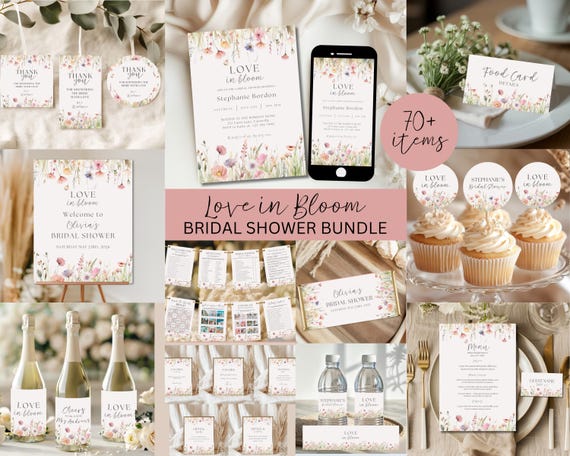 Love in Bloom Bridal Shower Bundle | Floral Decor, Games, Signs (Instant Download)