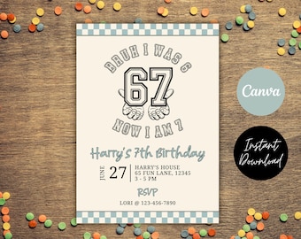 Funny Six-Seven 6 7 Meme Birthday Invitation | Editable Canva Template (Digital Download)