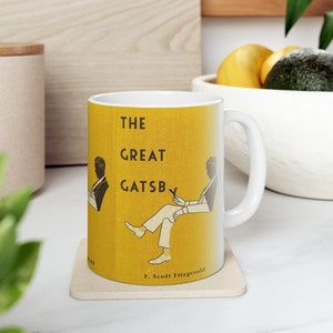 F. Scott Fitzgerald&#39;s The Great Gatsby Book Cover Coffee Mug, Book Mugs, Coffee Cup, Ceramic Mug, Book Lover Gift