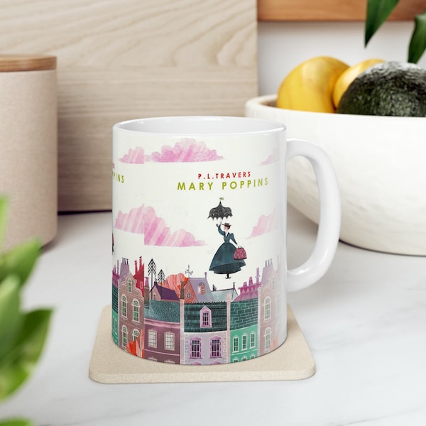 P. L. Travers's Mary Poppins Book Cover Coffee Mug, Book Mugs, Coffee Cup, Ceramic Mug, Book Lover Gift