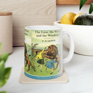 C. S. Lewis&#39; The Lion, the Witch and the Wardrobe Book Cover Coffee Mug, Book Mugs, Coffee Cup, Ceramic Mug, Book Lover Gift
