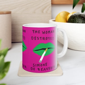 Simone de Beauvoir&#39;s The Woman Destroyed Coffee Mug, Book Mugs, Coffee Cup, Ceramic Mug, Book Lover Gift
