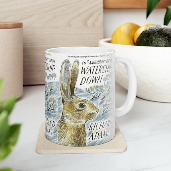 Richard Adams's Watership Down Book Cover Coffee Mug, Book Mugs, Coffee Cup, Ceramic Mug, Book Lover Gift