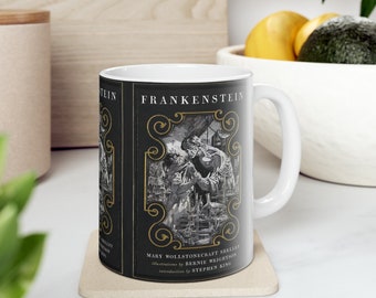 Mary Shelley's Frankenstein Book Cover Coffee Mug, Book Mugs, Coffee Cup, Ceramic Mug, Book Lover Gift