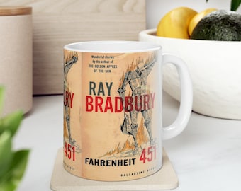 Ray Bradbury's Fahrenheit 451 Book Cover Coffee Mug, Book Mugs, Coffee Cup, Ceramic Mug, Book Lover Gift