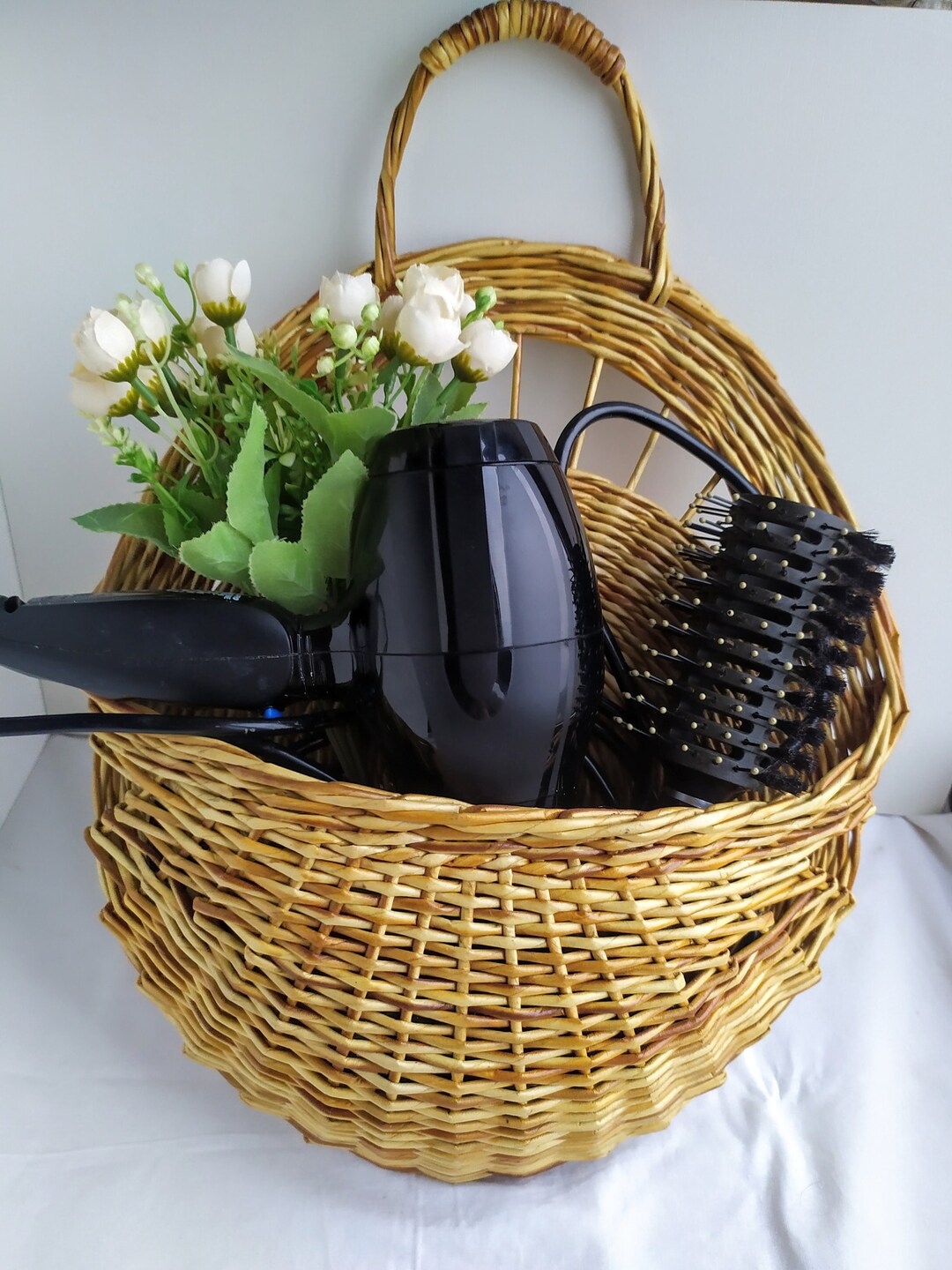 Bathroom Hanging Basket, Wall Mounted Storage Basket, Handcrafted Wall ...