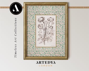 Arte vintage neutro para guardería / Arte floral imprimible para pared / Impresión botánica estilo cabaña / Descarga digital / Arte de bocetos florales / por ARTEDYA