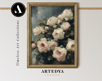 Cuadro imprimible de peonías vintage para jardín / Decoración de pared para el hogar - Descarga digital / Flor de primavera / Colección 'Botanique' de ARTEDYA