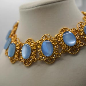 Vintage Rhinestone Choker Necklace: Adjustable Gold Plated Design