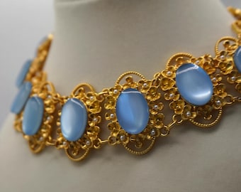 Collana girocollo vintage con strass: design regolabile placcato oro
