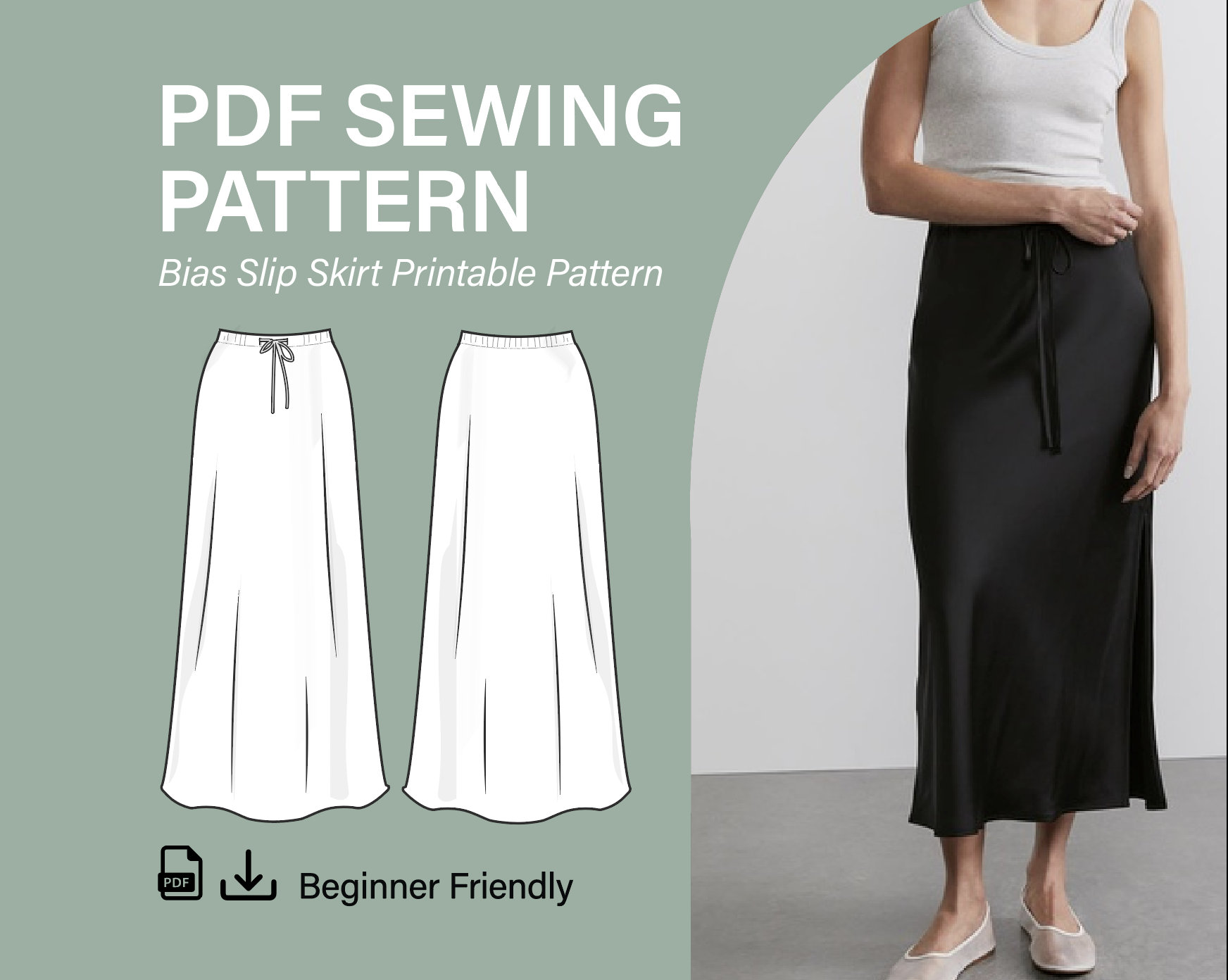 Bias Cut Maxi Skirt Digital Download Pdf Sewing Pattern 8 Printable Sizes Beginner Friendly Printable Pattern High Waisted Skirt Etsy