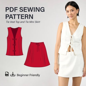 Linen Tie Vest Top and Slip Skirt Sewing Pattern (Digital Download)