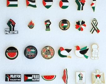 Palestine Flag Enamel Pin: Free Gaza, Watermelon Symbol, Peace Protest
