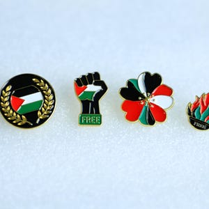 Palestine Flag Enamel Pin: Free Palestine, Peace Dove Brooch